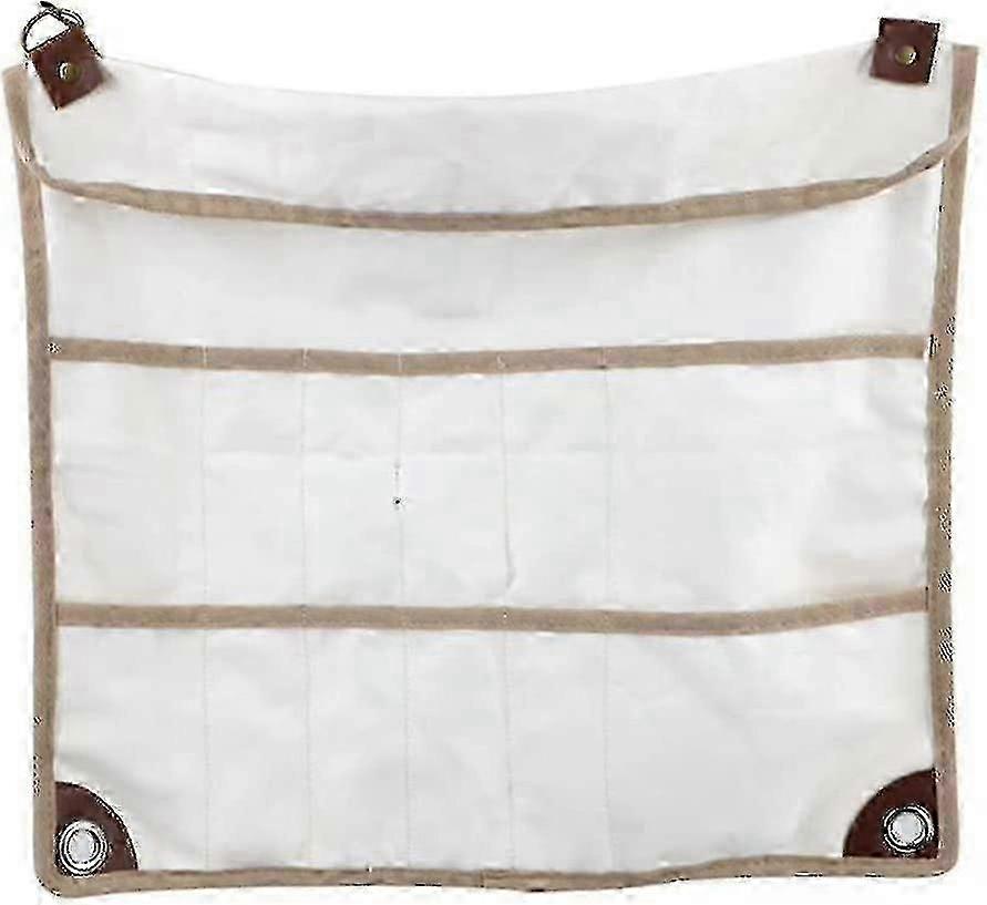 Foldable Canvas Picnic Pouch with Multi-Pockets for Camping Tableware Storage
