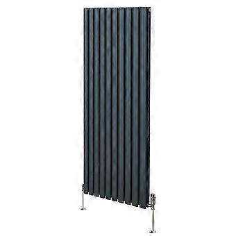 Oval Column Radiator 1600mm x 600mm & TRV Chrome Valves Modern Designer Double Panel Central Heating