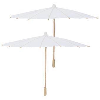 White Paper Parasols for Weddings DIY Wedding Umbrella Set with 2Pcs