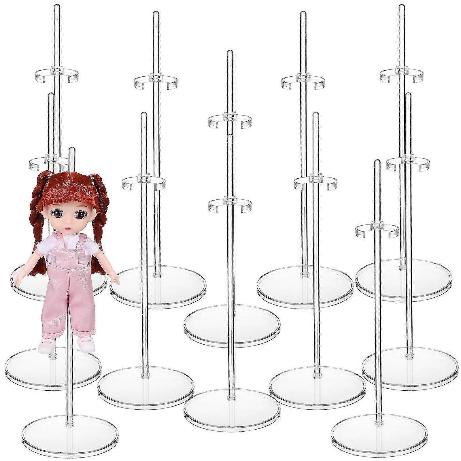 Transparent Mini Doll Holder Adjustable Doll Display Stand 24Pcs