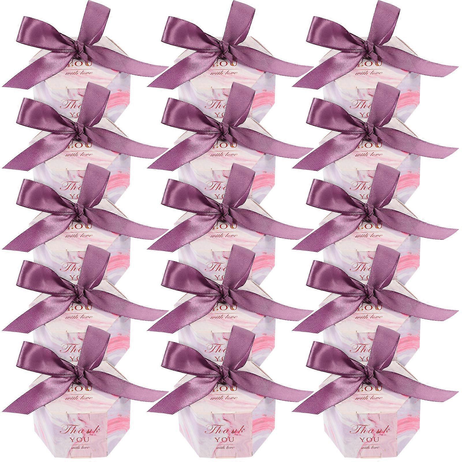 Pink Paper Candy Boxes Hexagonal Gift Container for Storage Use 20Pcs