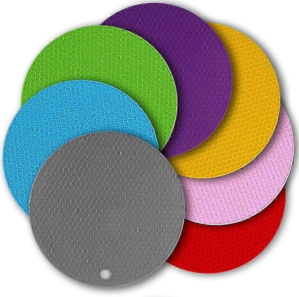 7 Pack 7 Inch Silicone Trivet, Multi-function Silicone Insulation Non-slip