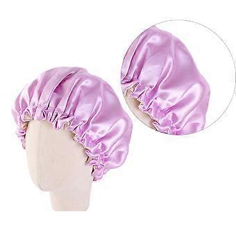 Kids Double Layer Sleeping Elastic Sleeping Hat Adjustable Sleeping Head Cover (Purple)