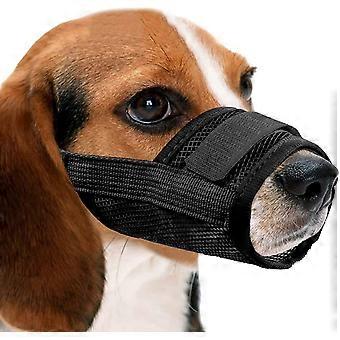 Ademende verstelbare nylon muilkorf voor honden (M, zwart), snel verstelbare muilkorf, anti-blaf en anti-bijt muilkorf