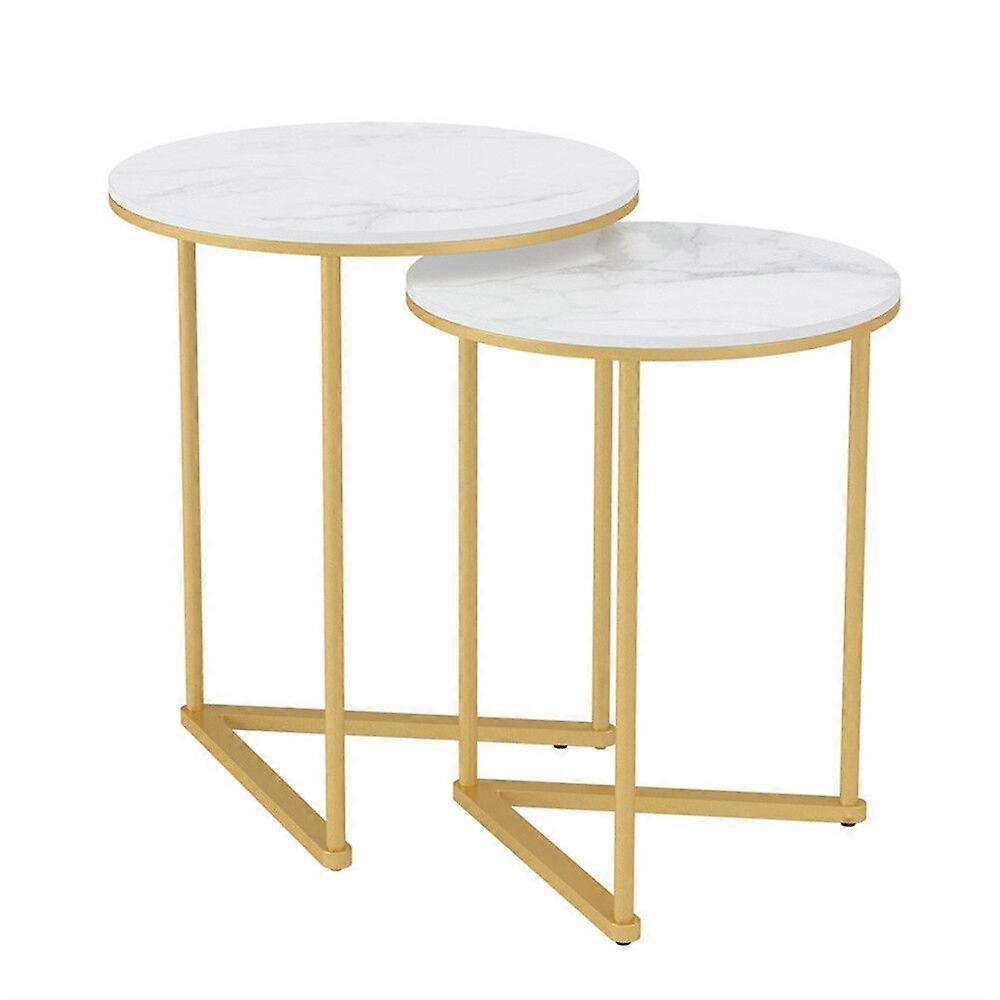 2PCS Marble Nesting Side Table Coffee Table Stacking End Table Set