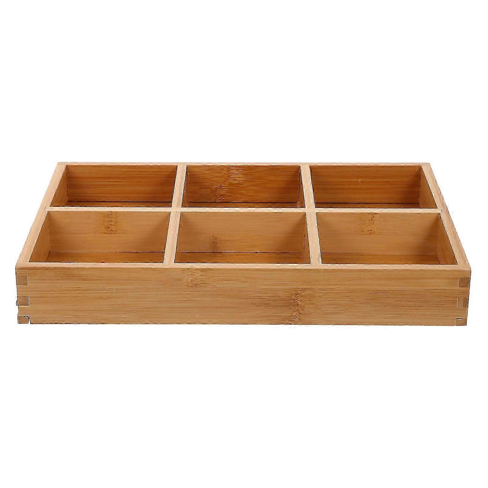 Nut Storage Tray Rectangular Snacks Container Light Yellow For Party Use Six-Section Design 1Pcs