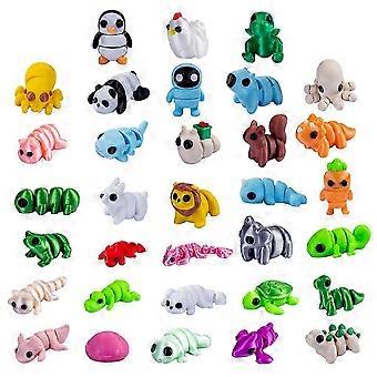 36 PCS 3D Printed Mini Animals, Cute 3D Printed Fidget Toys Flexible Movable Joint Animals for Easter Basket Fillers Home Office Desk Decoration Birth