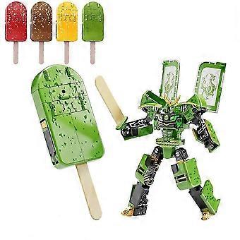 Giocattolo trasformatore di gelato, 2 in 1 trasformabile in robot action figure, giocattoli educativi con blocchi cerebrali e figure di trasformazione snodabili