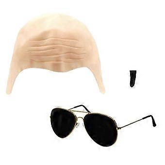 Adults Mr Accessory Set - Bald Cap, Black Sunglasses, Black Soul Patch for Outdoor Swimming Pool Mak