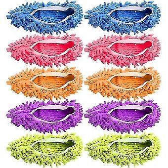 Shoe Mops - 5 Pairs Mop Slippers Shoes For Floor Cleaning, Washable Dust Slippers For House,x