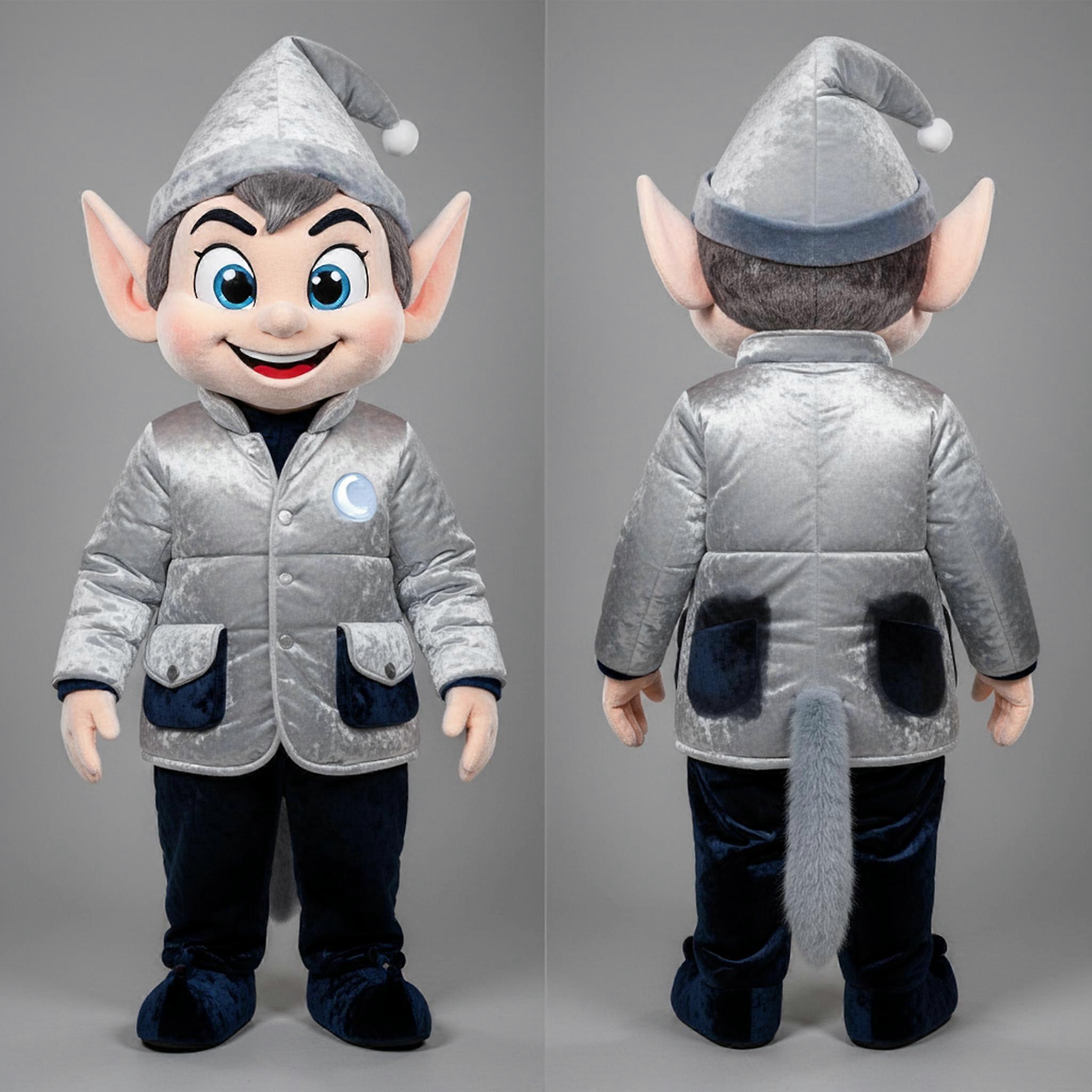 MASTICOT Silver Velvety Elf Mascot