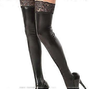 Xxl Plus Size Thigh High Sexy Stockings For Women Sexy Latex Cosplay Medias Black Leather Clubwear Over Knee Silicone Stockings