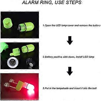 60 pcs LED Night Fishing Rod Bite Bait Alarm Light with Twin Bells Ring Fishing Bite Alarm Indicator On Fishing Rod Sea Fishing Rod Light Clip Green F