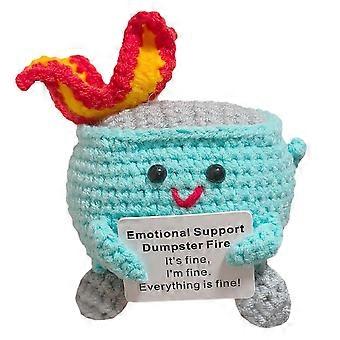 Crochet Dumpster Fire Plush  Handmade Funny Office Desk Toy, Cute Gift for Friends and Coworkers