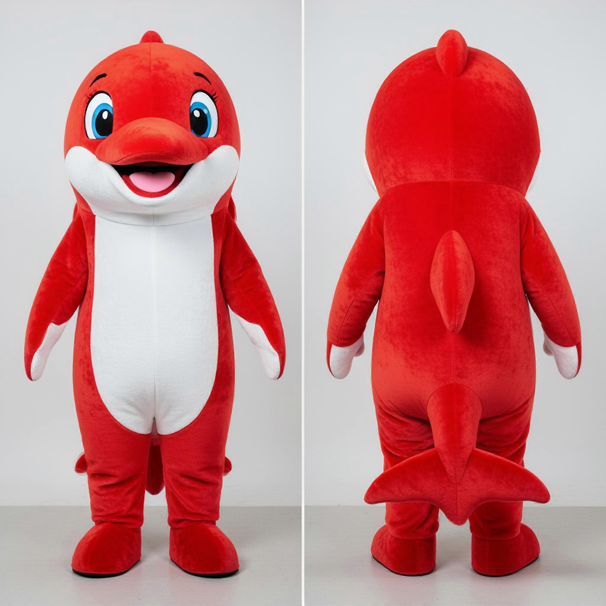 MASTICOT Crimson Velvety Dolphin Mascot