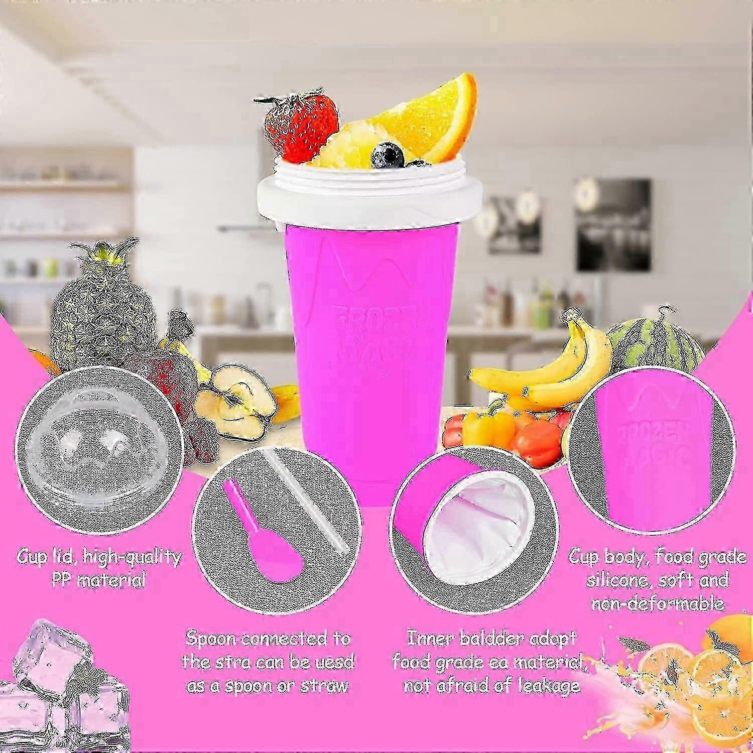 Slushie Maker Cup compatible with Summer Drinks Double Layer Squeeze Design 500ml