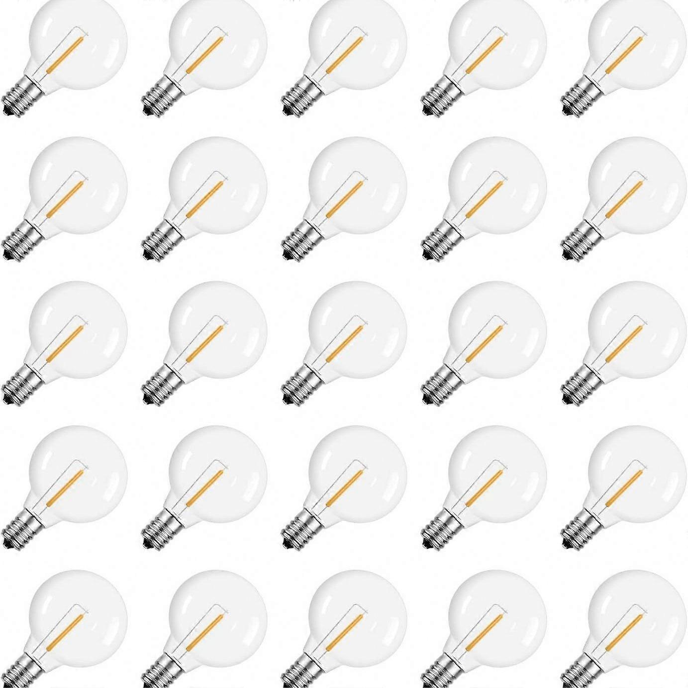 Shatterproof Warm White G40 LED Replacement Light Bulbs, E12 Screw Base, 24 Pcs Compatible with Solar String Lights