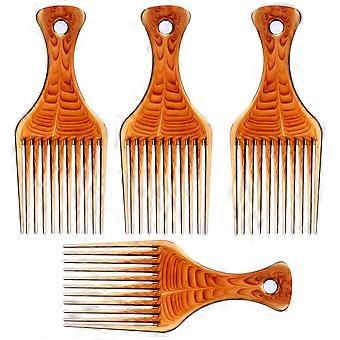 Hair Pick Comb Plastic Wide Tooth Combs for Hair Use 4Pcs Coffee Color