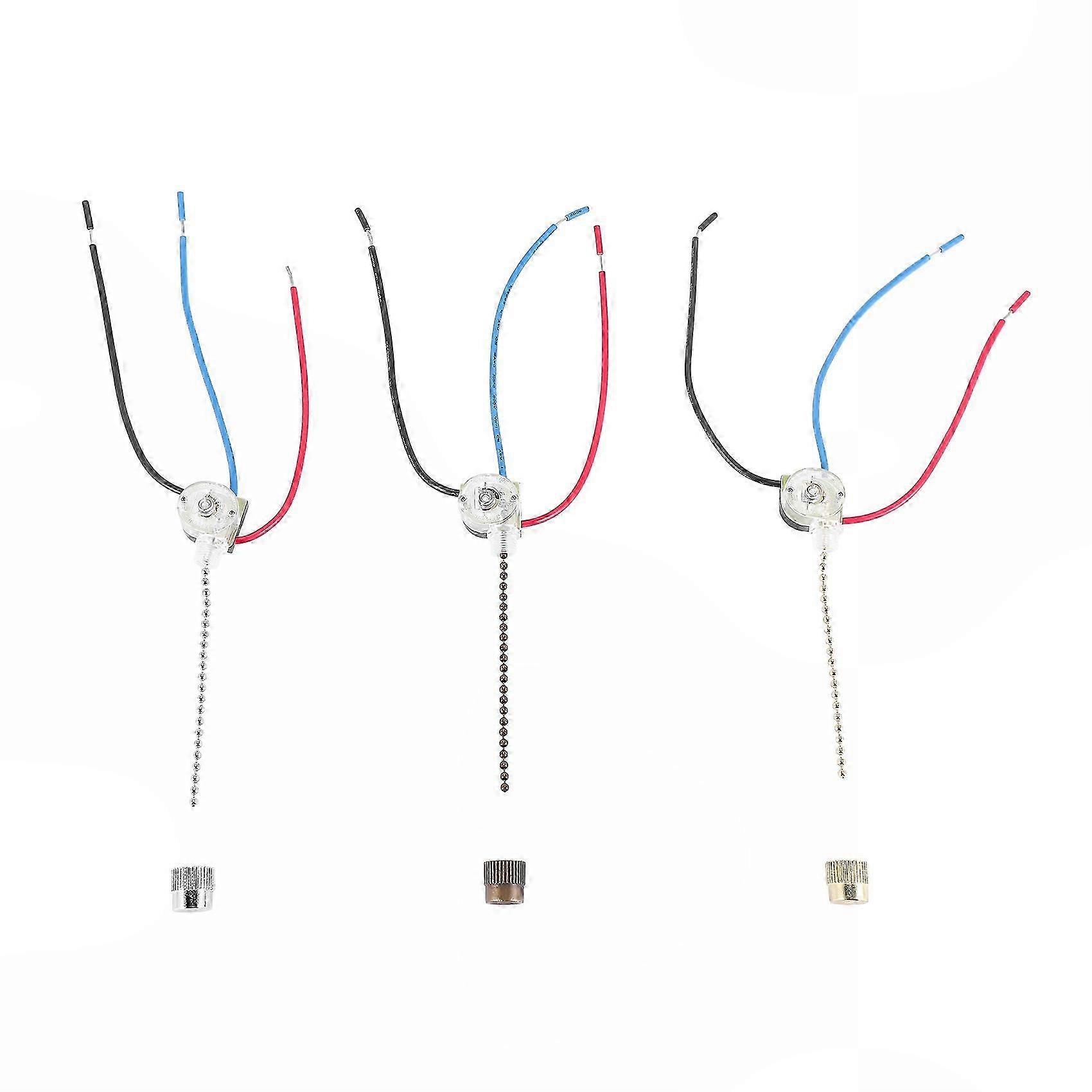 3-Pack 3-Way Speed Pull Chain Ceiling Fan Light Switch Replacement Part ZE-110
