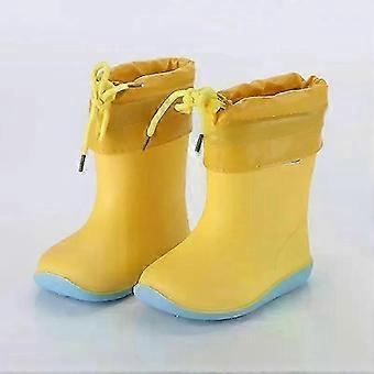 Kids Rubber Rain Boots Non Slip Waterproof with Removable Cotton Cover for Boys and Girls_H