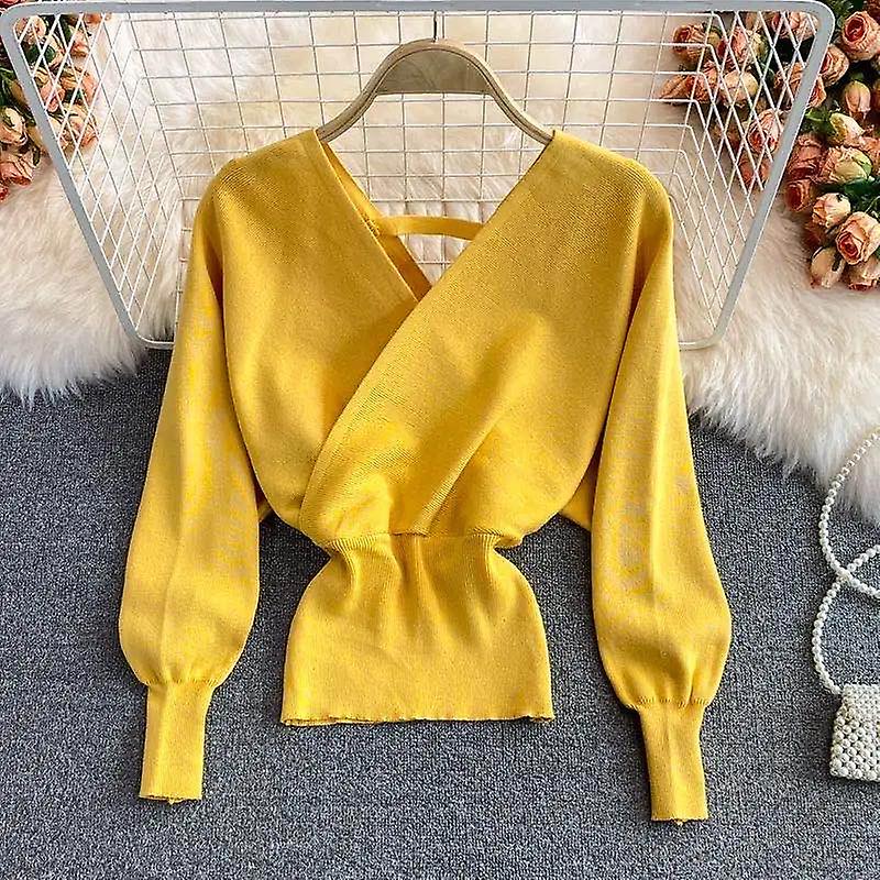 Pull batwing col en V pour femme