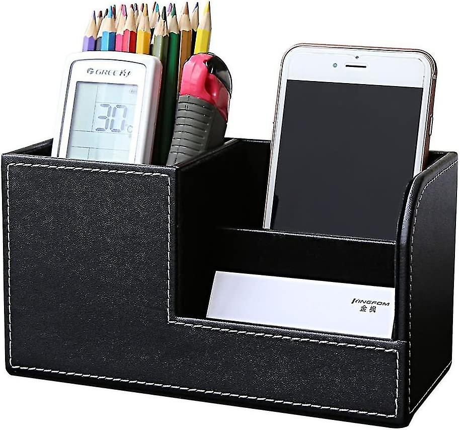 Multi-functional Desktop Organizer 3 Compartments Pencil Holder (black)