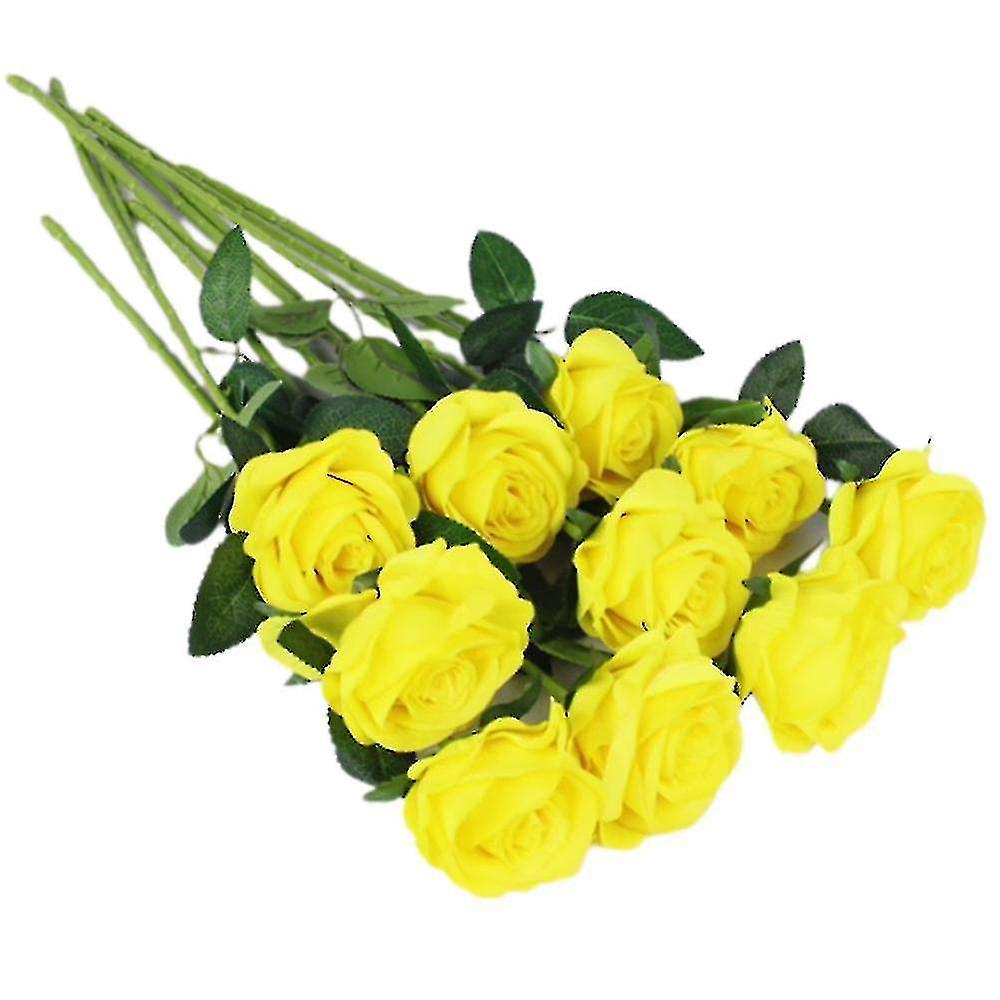 10 τεμάχια τεχνητά τριαντάφυλλα μεταξωτά λουλούδια, νυφικά μπουκέτα με ψεύτικα ανθισμένα τριαντάφυλλα για γάμο