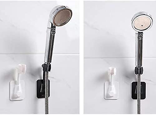 Support de pomme de douche 2pcs, support de pomme de douche réglable à 360 degrés, support de pomme de douche mural sans poinçonnage (autocollant adhésif fourni) (blanc)