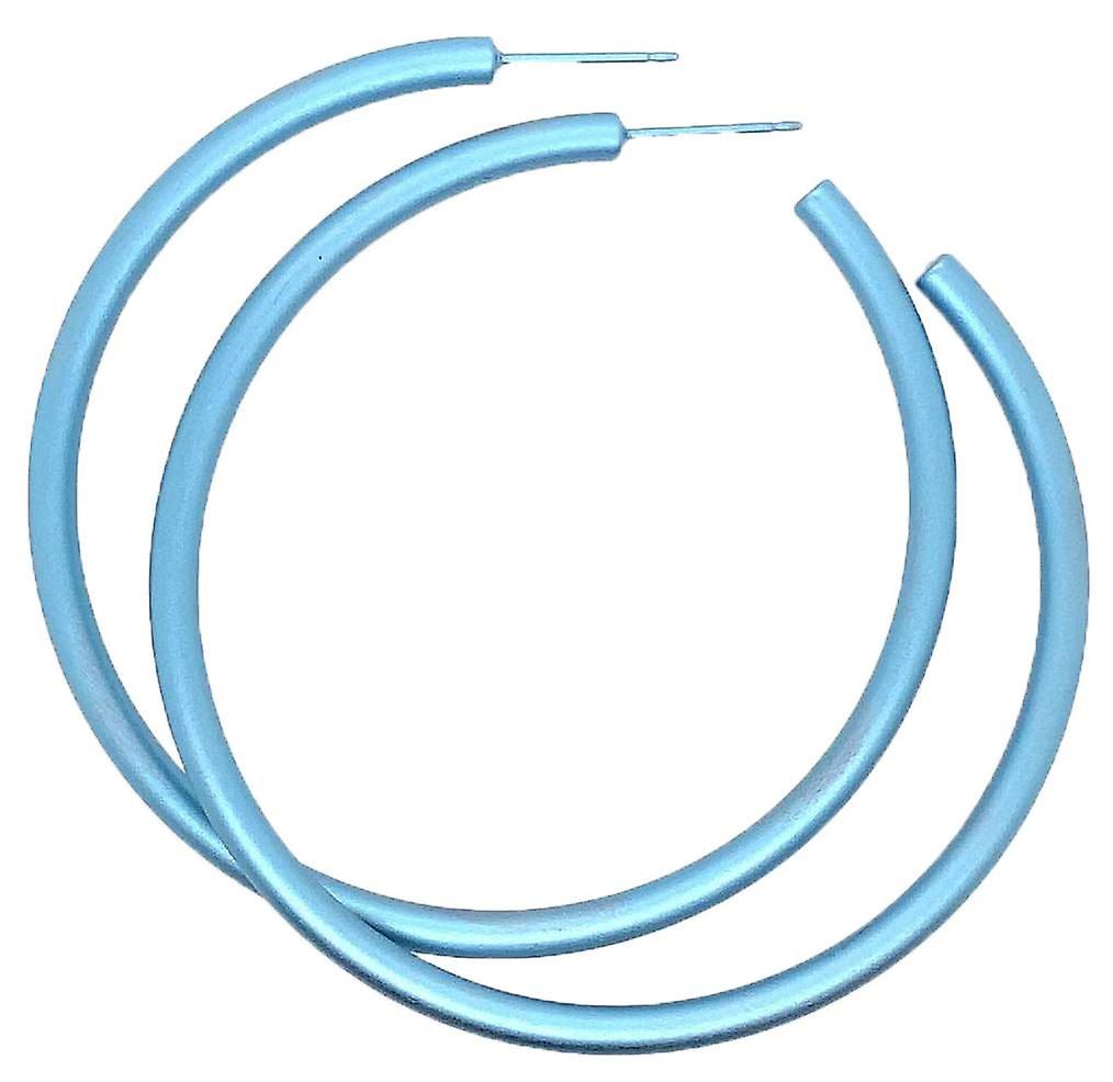 Ti2 Titanium Large Round Hoop Earrings - Light Blue