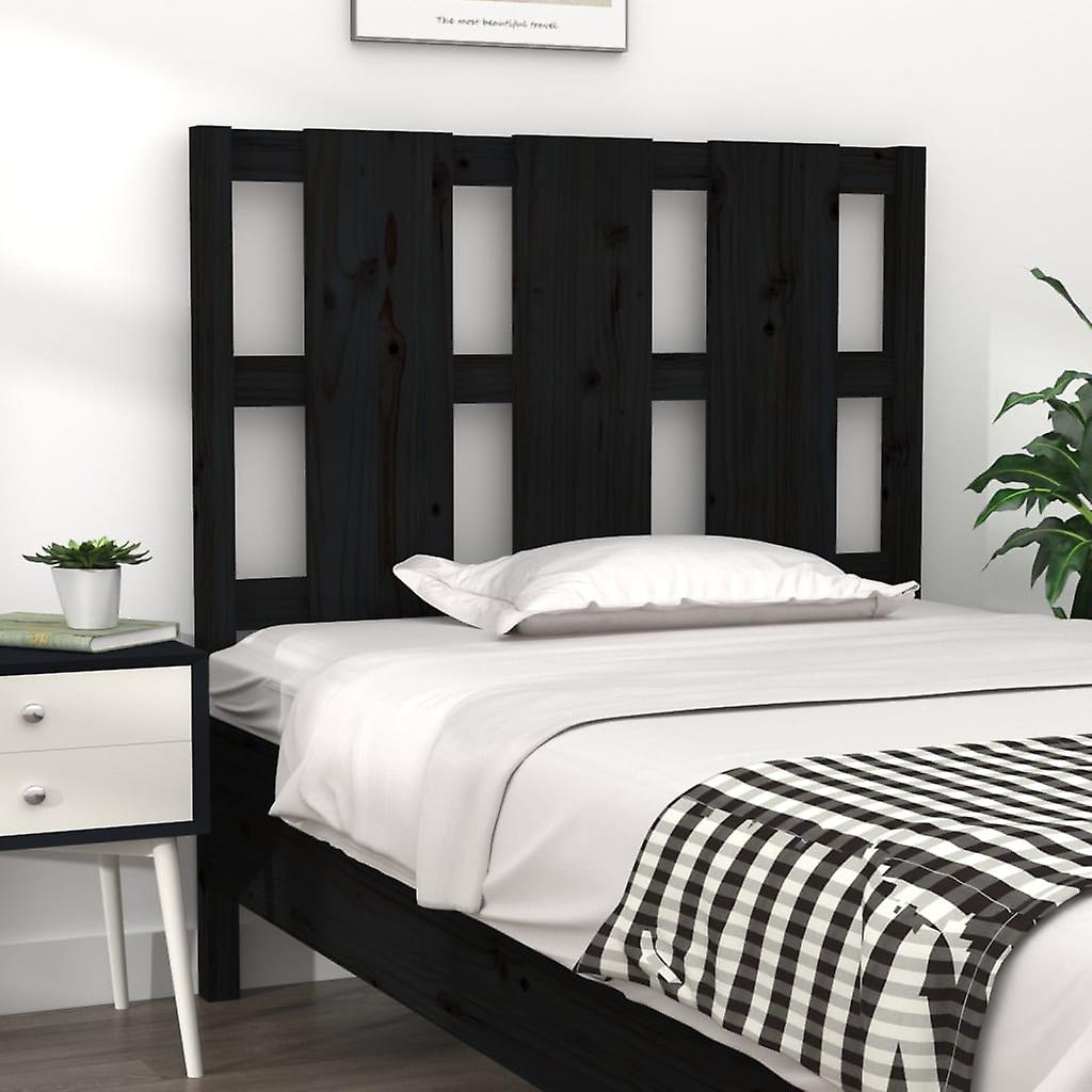Headboard Black 95.5x4x100 cm Solid Pine Wood