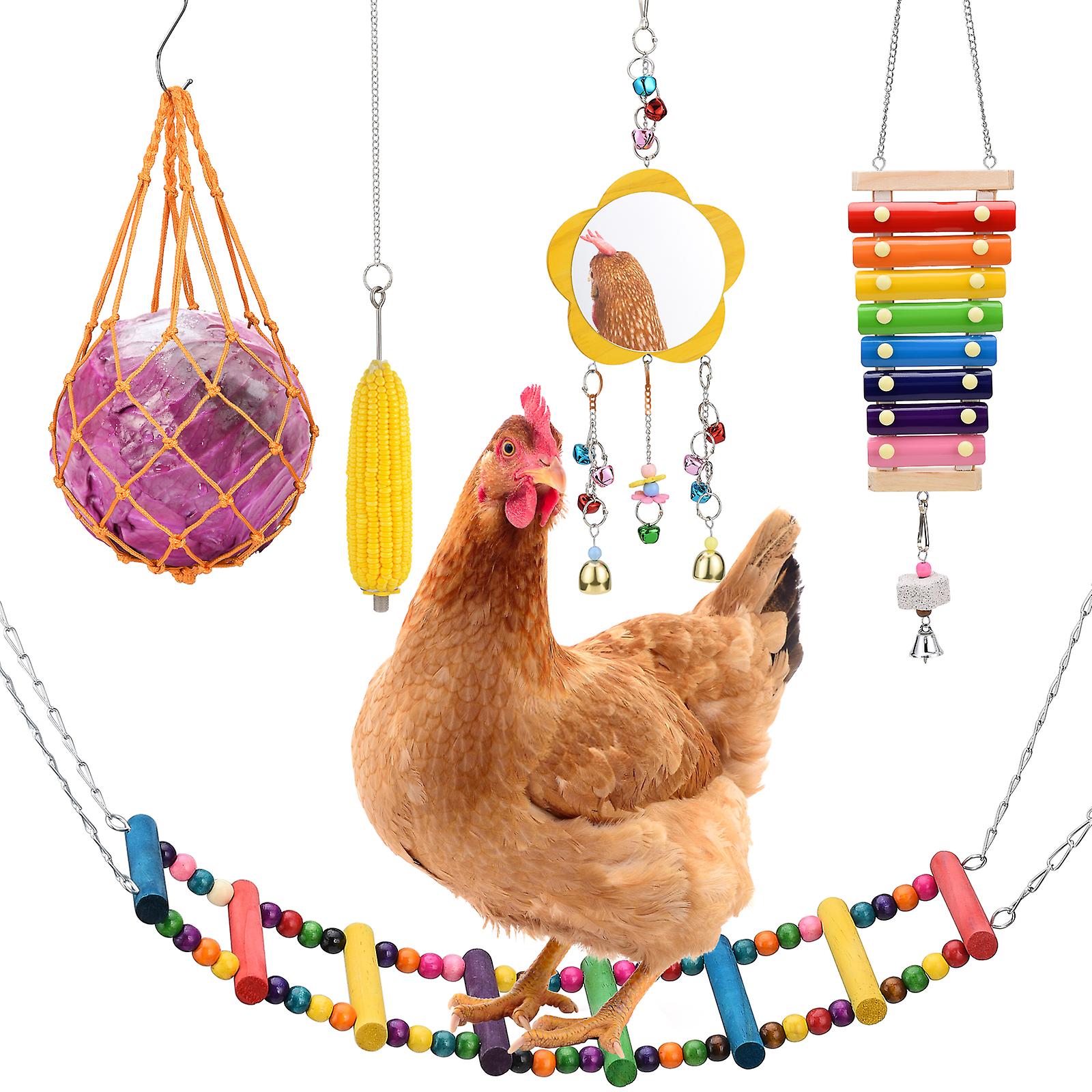 Giocattoli da masticare in legno Chicken Swing Ladder Multicolor 5pcs / set Humanization Design 30x24x9cm Creative