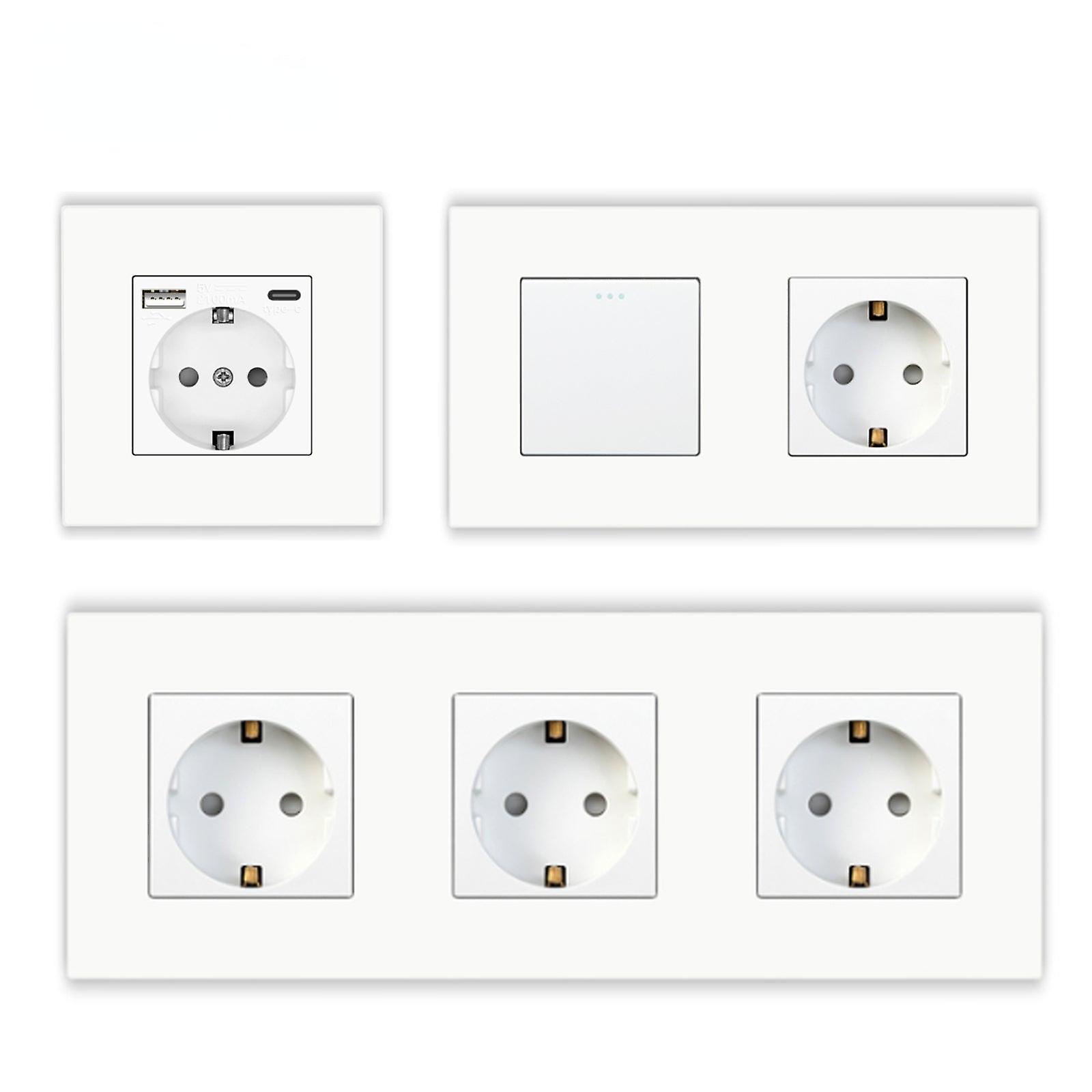 Bseed Light Switch With Eu Wall Sockets Home Wall Switches 1/2/3gang 1way Backlight Plastic Frame Panel Usb Charge Wall Sockets