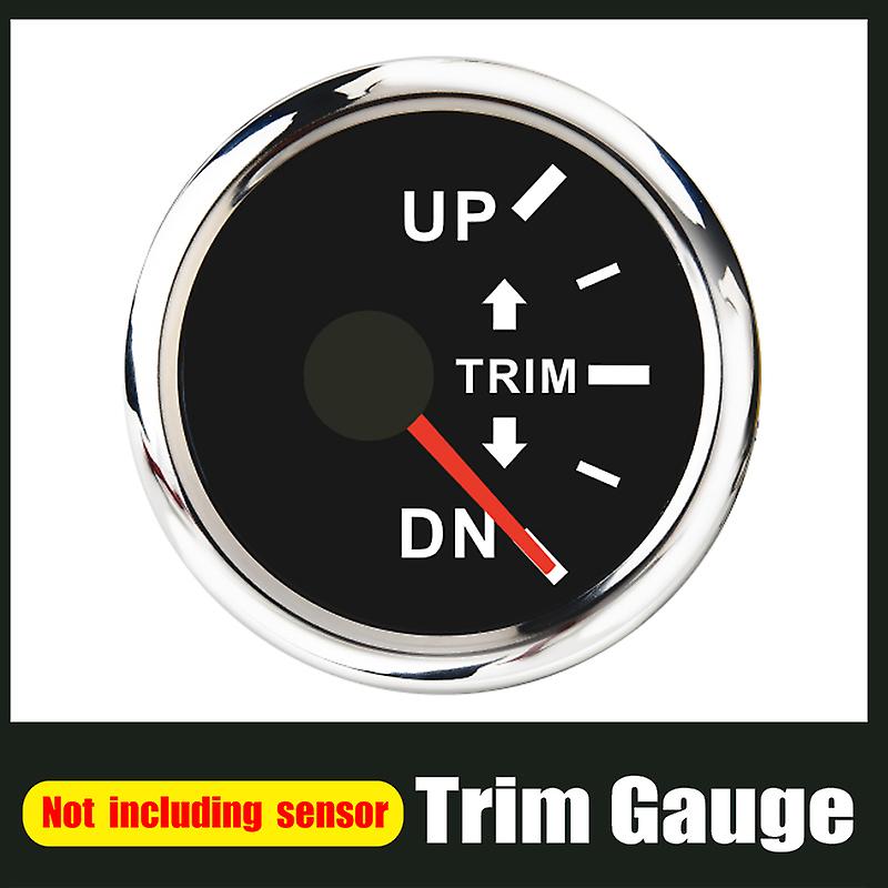 52mm Trim Gauge For Boat Outboard Engine Up-dn Right Side Trim Meter 0-190 Ohm With Red Backlight 12v/24v Stainless Steel Bezel