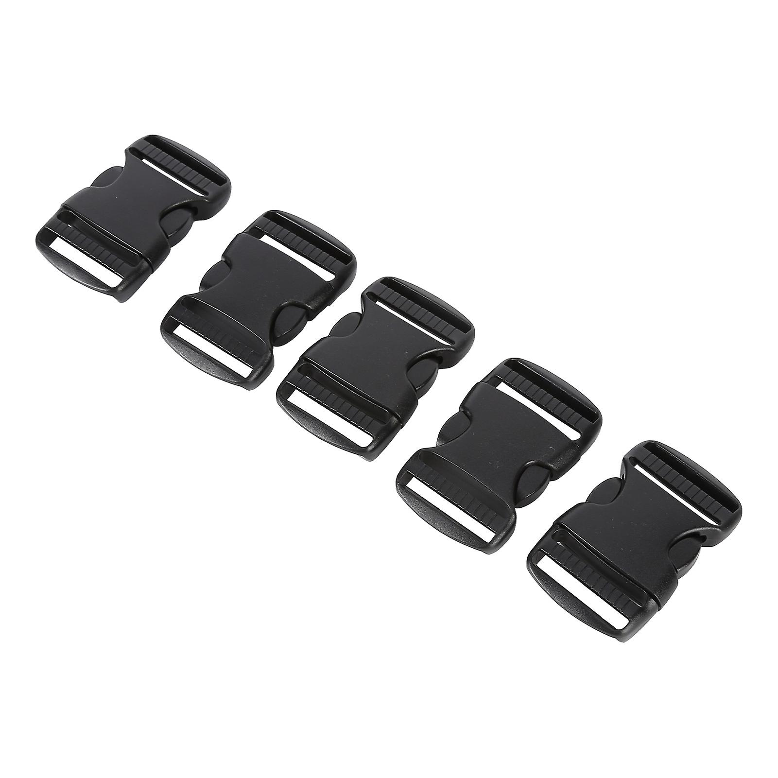 5Pcs Quick Side Release Buckle Plastic Dual Adjustable Strap Buckles Replacement DIY Craft for Backpack BlackFor 38mm Width Strap