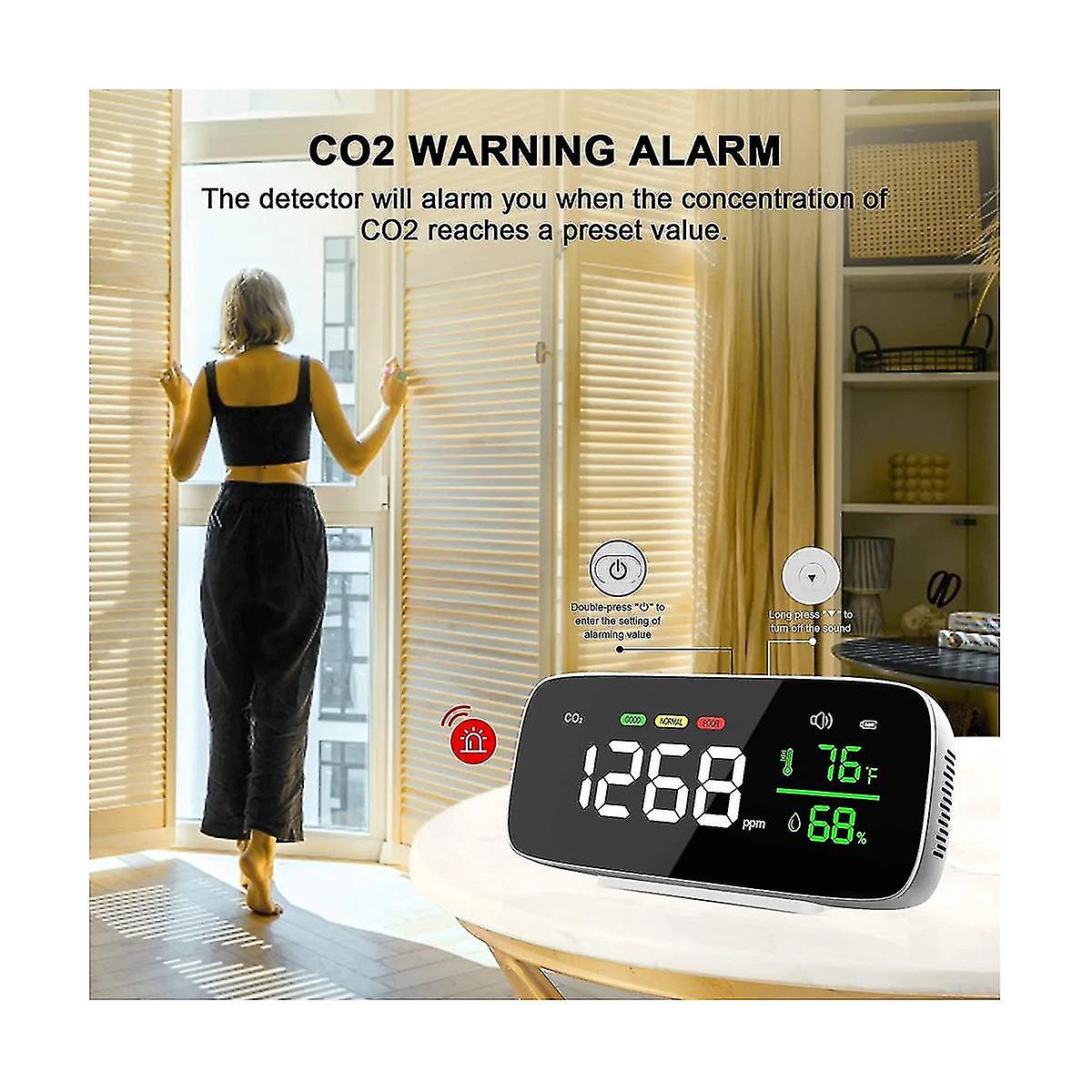 Co2 Mon Detector[metal Case] 4-in-1 Indoor With Co2 Temperature Humidity Meter Co2 D