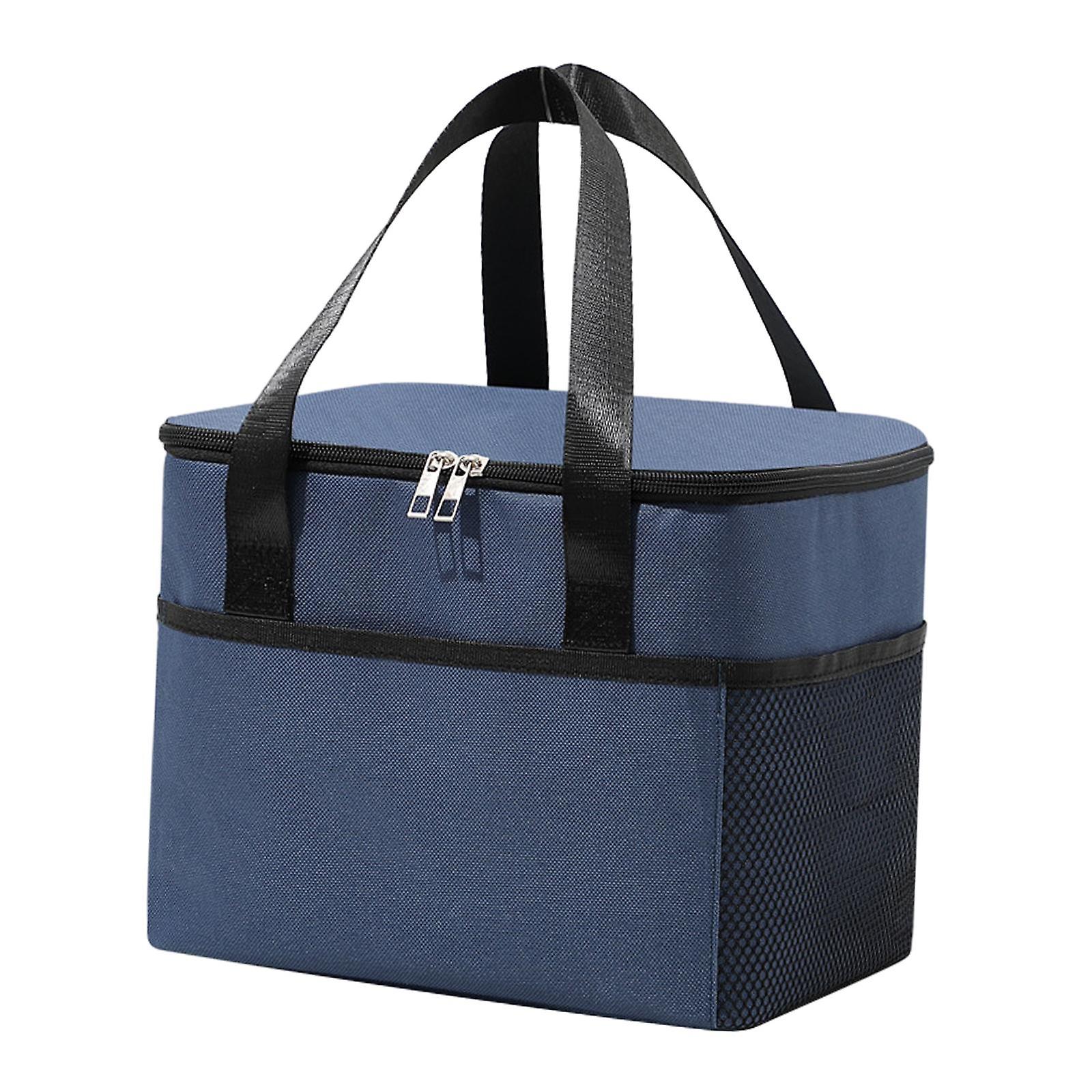 Large Insulated Cooler Bag Cookware Bag Case Container for Camping Work navy blue
