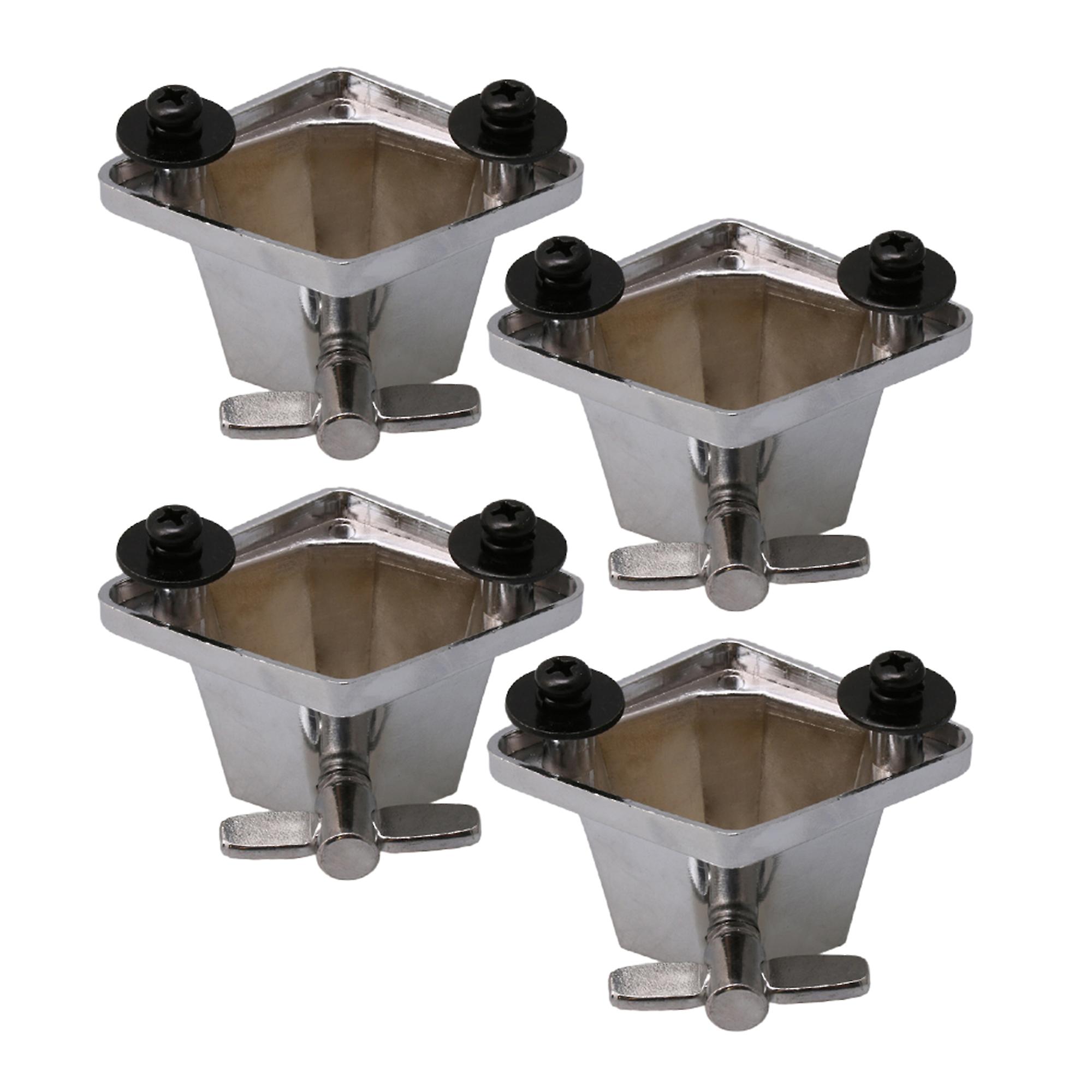 4 Pcs Silver Tom Mount Drum Bracket with Screw for Repair Drum Parts