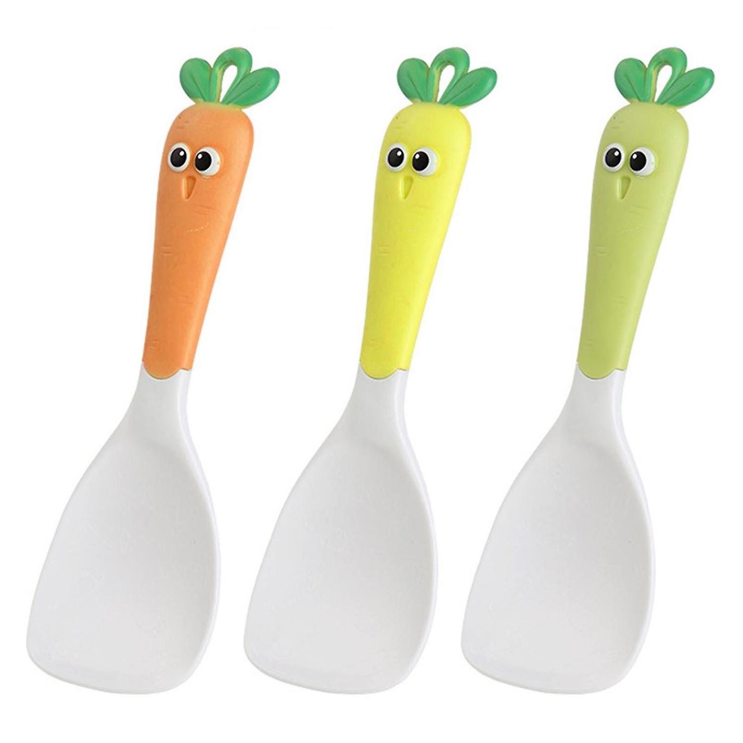 ZHOUBA Rice Spoon Non-stick Long Handle Cartoon Carrot Pattern Rice Spatula Kitchen Accessories