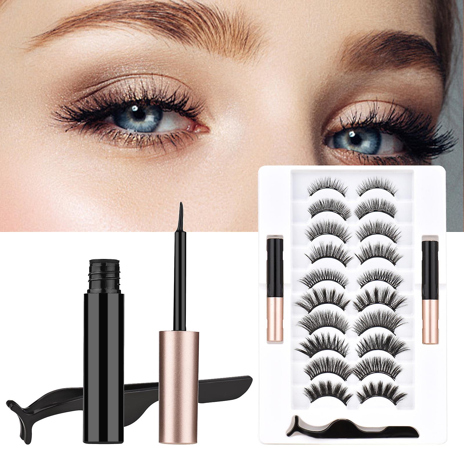 10 Pairs Mixed Magnetic Eyelash Set 2 Magnetic Liquid Eyeliner