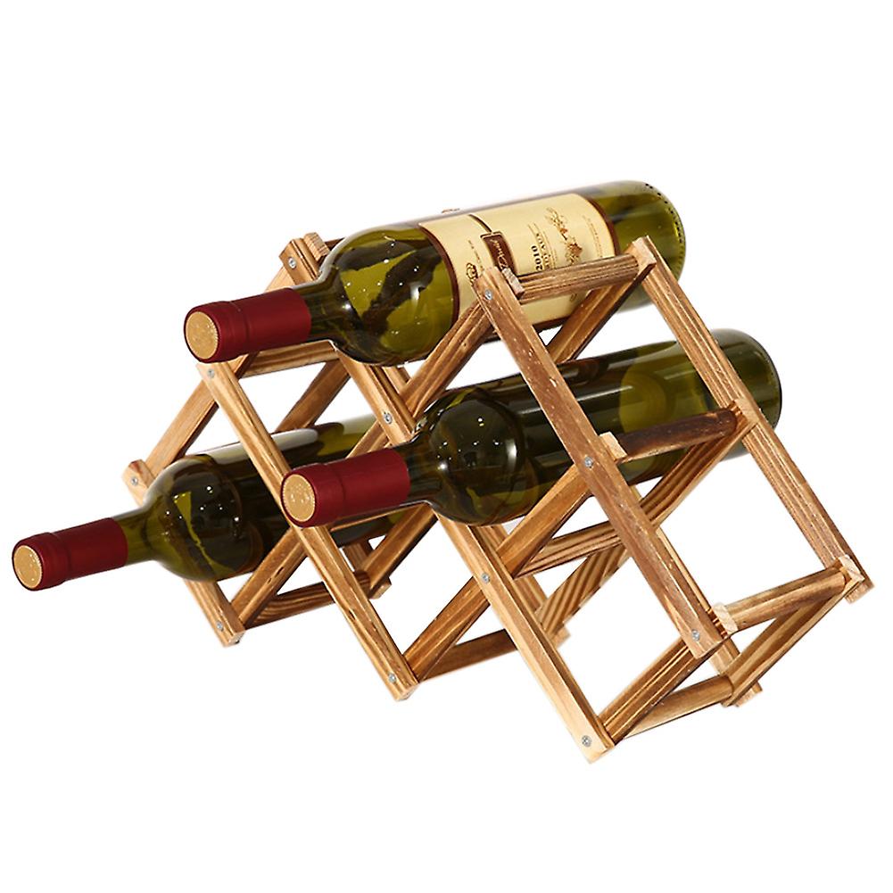 Wooden Wine Rack 3/6/10 Bottle Holder Folding Drink Bottle Bar Display Shelf
