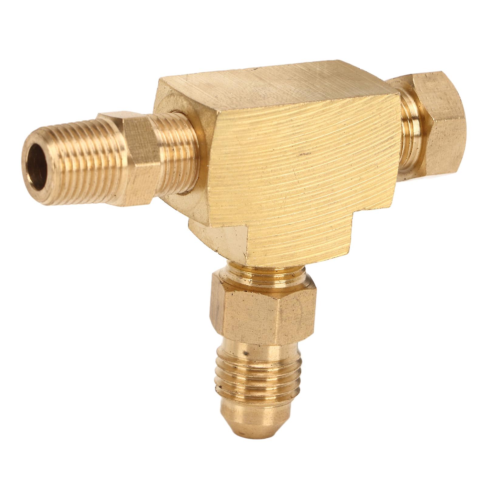 Tee Adapter Fitting 4AN 1/8in NPT BSP Brass Perfect Sealing for Turbo Oil Feed Pressure Sensor 