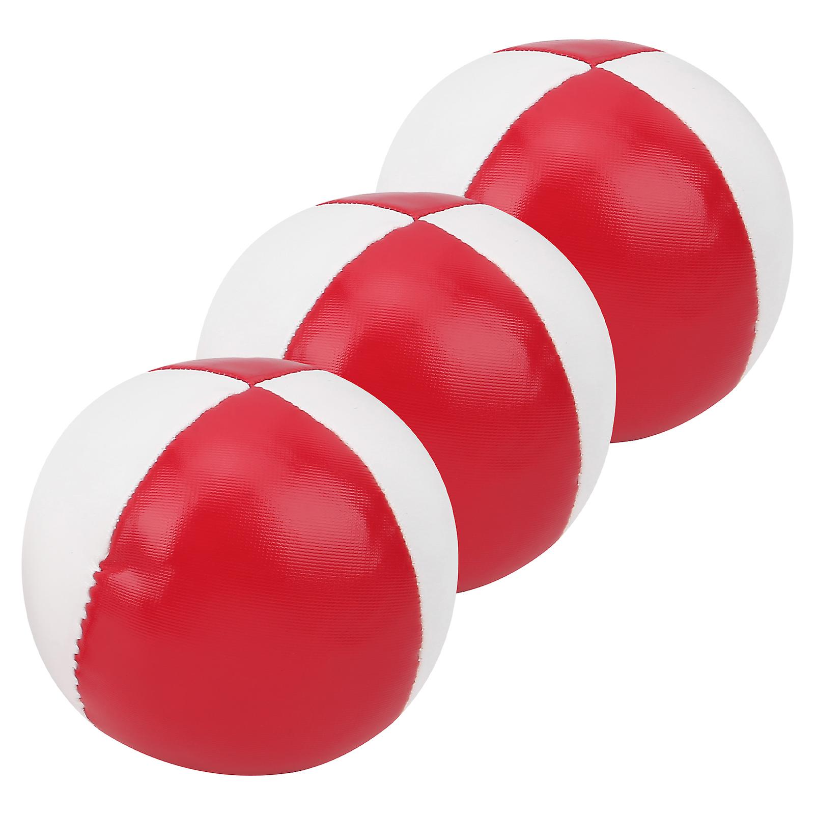 3Pcs PU Leather PU Juggling Balls Indoor Leisure Portable Performance Practice BallsRed White