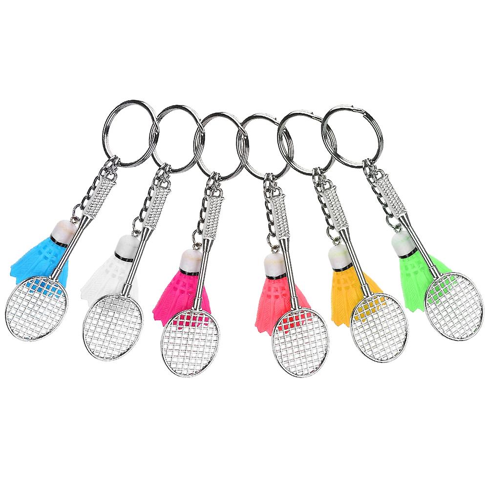 6Pcs Mini Keychain Keyring Pendant Simulation Badminton Battledore Hanging Decoration