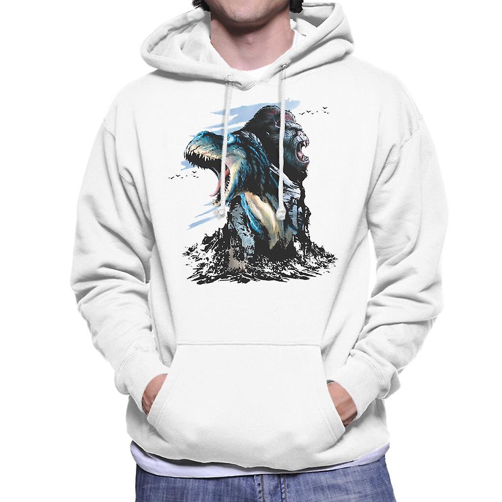 King Kong Vs T Rex Character Heads Men's Hooded Sweatshirt