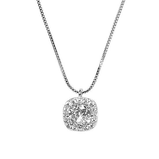 Women Necklace Square Rhinestone Pendant Temperament Simplicity Light Luxury Niche Dress Up High-end Simulated