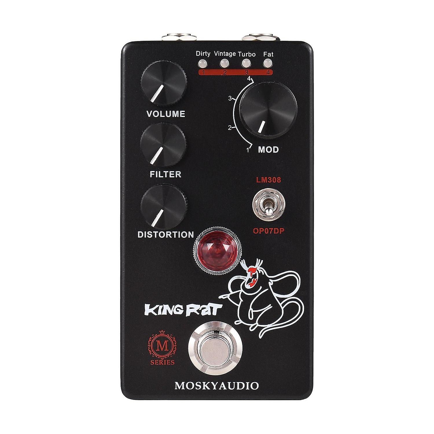 MOSKYAudio Fuzz Distortion Guitar Effect Pedal 4 Mode Switch & Volume/Filter/Distortion Regler Com
