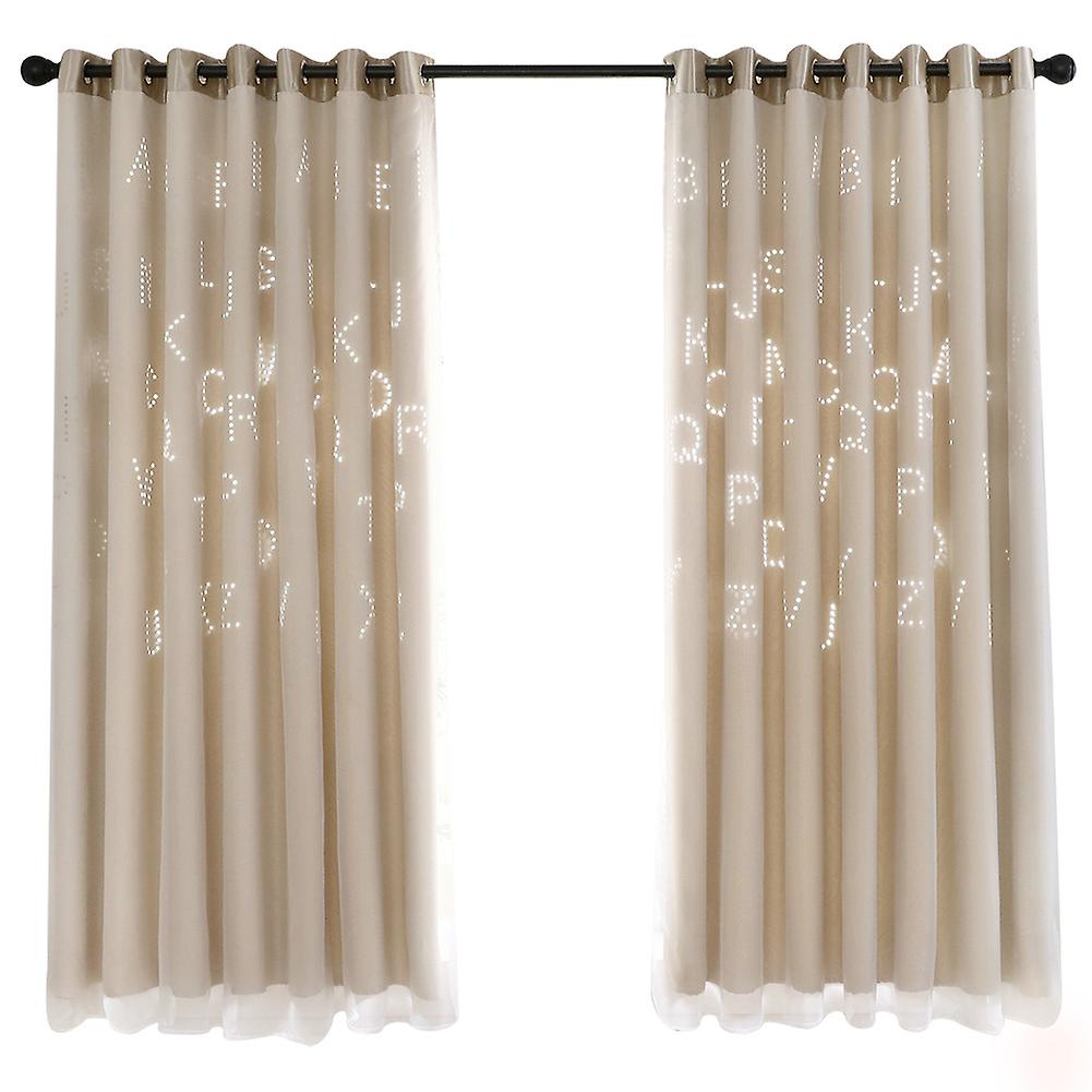 Double Layer Darkening Blackout Window Curtain for Bedroom (Coffee)