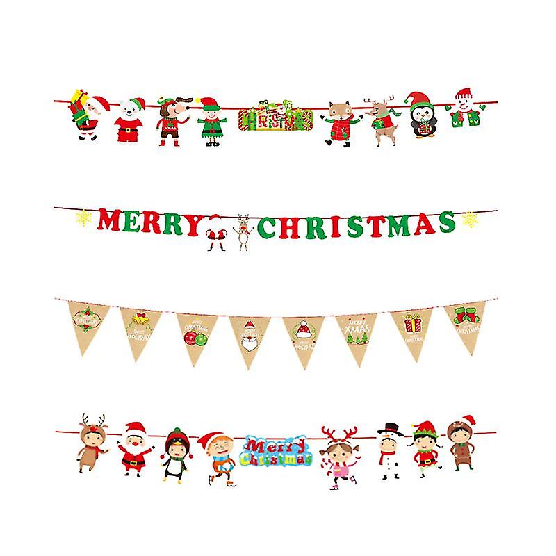 4pcs Pull Flag For Christmas