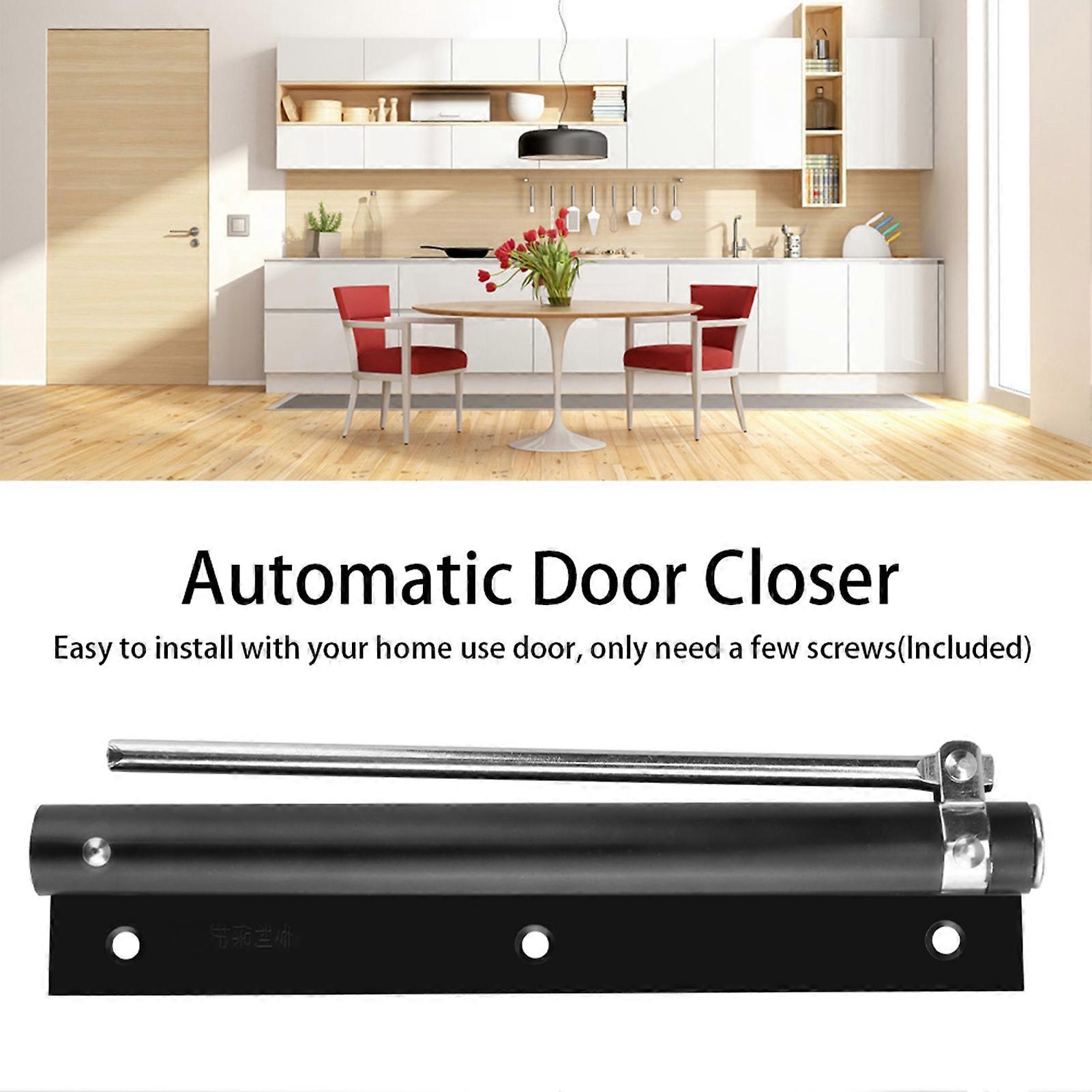 Aluminum Automatic Door Closer 19.7x4.7x2cm Black Fireproof Spring