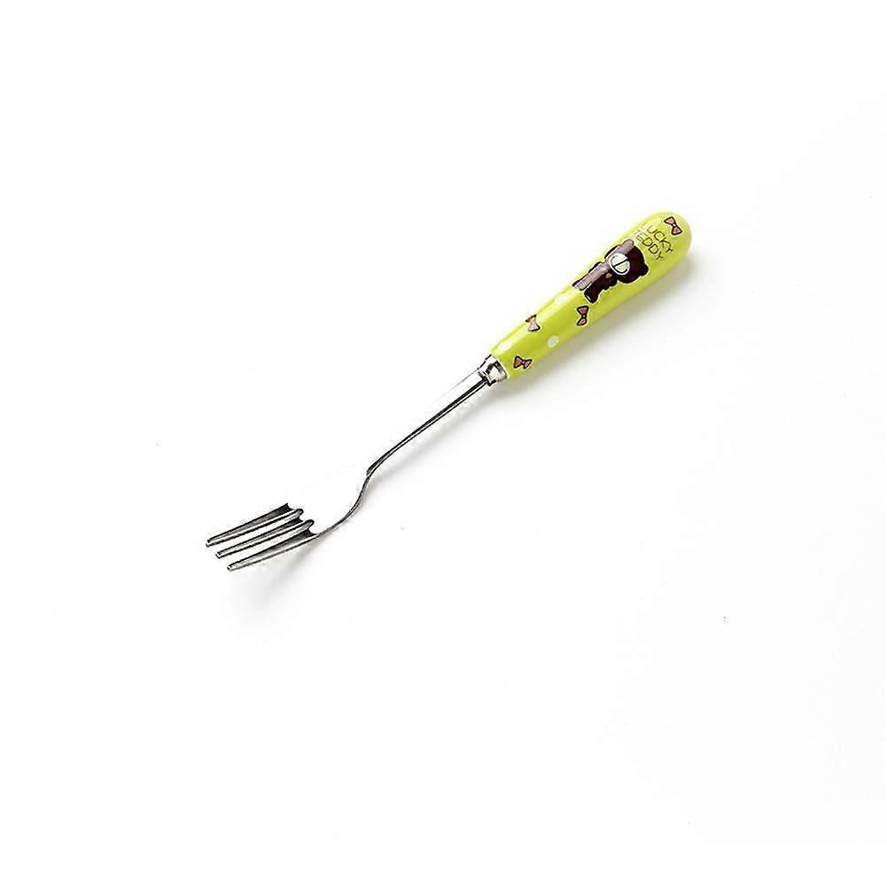 Stainless Steel Fruit Desert Fork Cake Beautiful Dinner Serving Fork with Ceramic Handle(#3)
